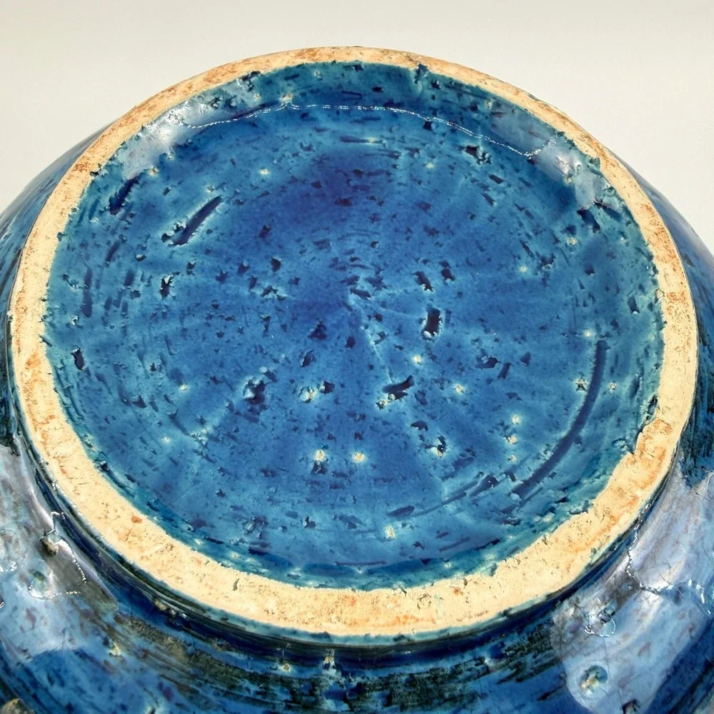 Bitossi Rimini Blue Squat Onion Vase Aldo Londi Italy MCM 6.5